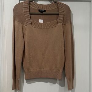 Ann Taylor Taupe Square-Neck Sweater